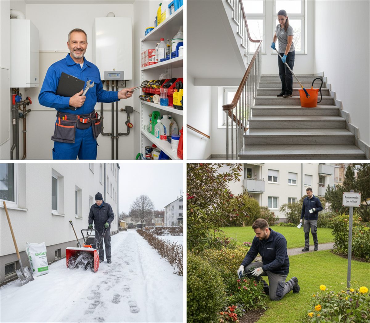 Hausmeisterservice, Stiegenhausreinigung, Winterdienst und Gartenpflege
